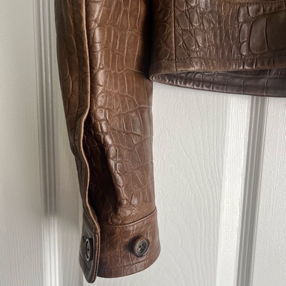 Ralph Lauren Vintage Chestnut Brown Made in Italy Croc-embossed lamb leather - Picture 4 of 9